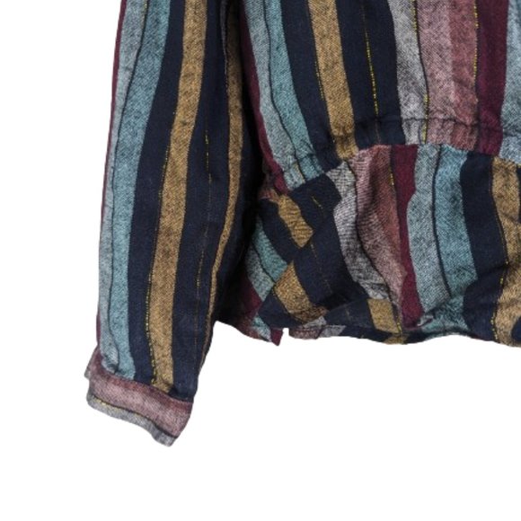 Rails Beaux Varadero Stripe Linen Blend Long Sleeve Blouse Medium - Picture 8 of 16